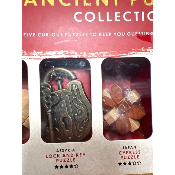 Ancient Puzzles Set With 5 Brain Teasers From France Assyria Japan Egypt & China - Picture 3 of 5